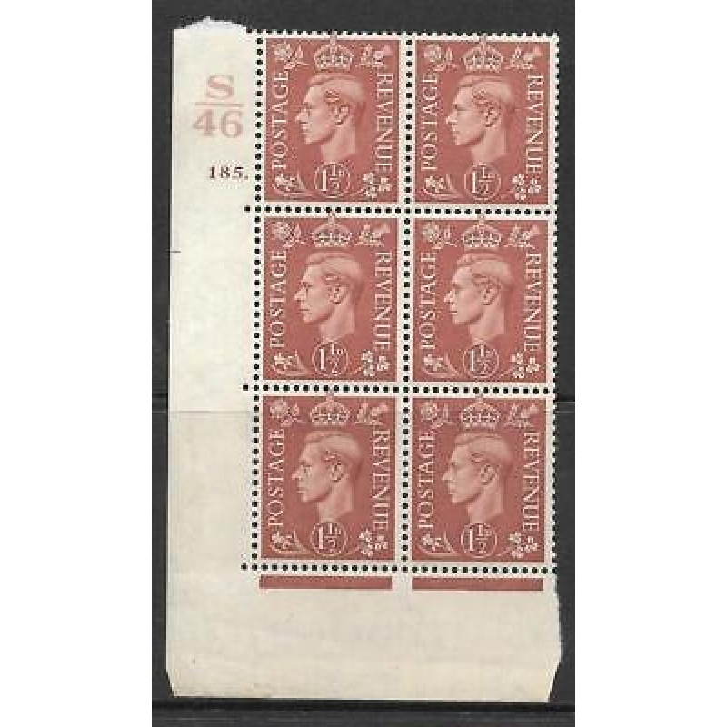 1937 1d Brown S46 185 Dot perf 5(E I) block 6 UNMOUNTED MINT MNH