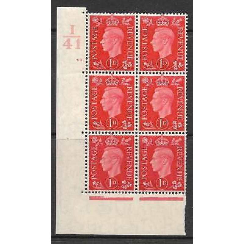 1937 1d Red I41 49 Dot perf 5(E I) block 6 UNMOUNTED MINT MNH