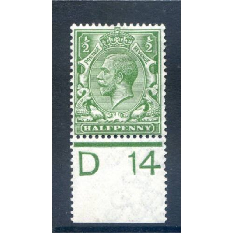 GB KGV 1 2d Green D14(P) Control Single Mounted Mint