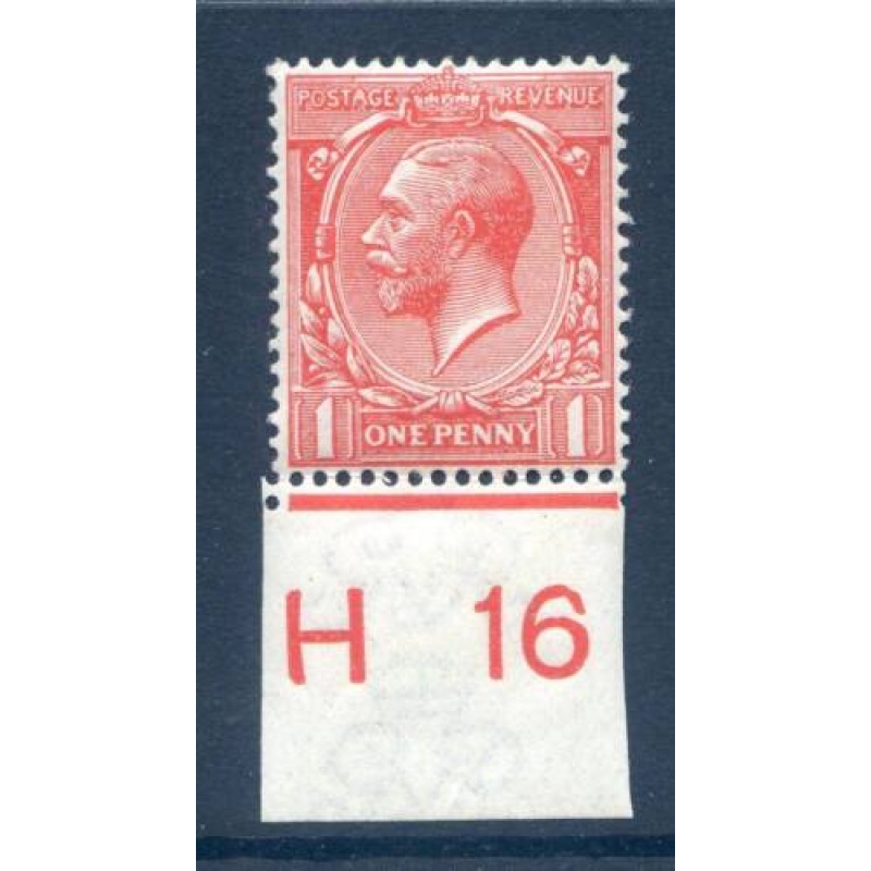 GB KGV 1d Carmine H16(I) Control Single Mounted Mint