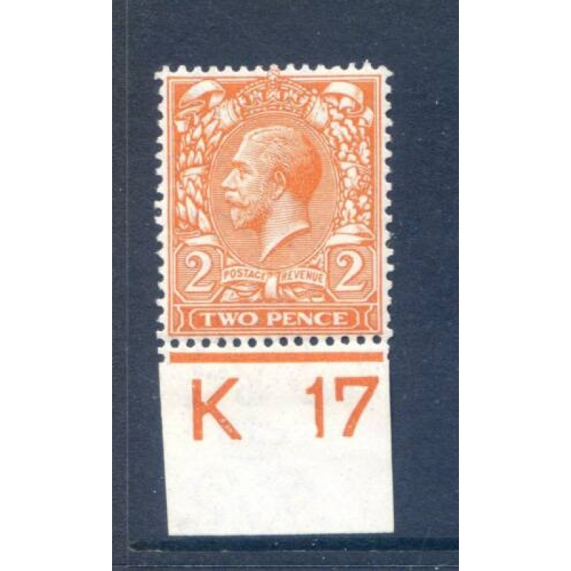 KGV 2d Orange K17(I) Mounted Mint Control Single