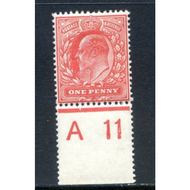 KEV11 1d Scarlet A11 (P) Control Single mounted Mint