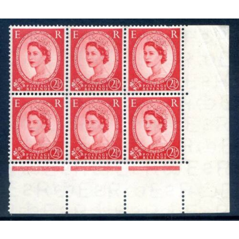 GB 2 1 2d Carmine Red SG544 Unmounted Mint Block 6 b for d Flaw