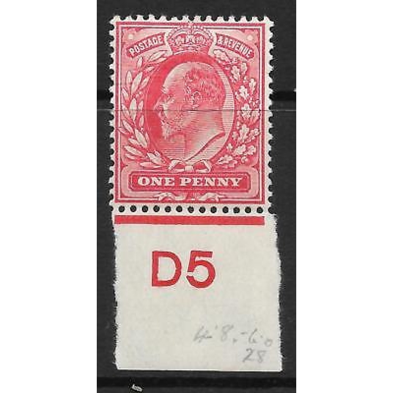 1d Scarlet Control D5 imperf with Co-Ex Rule MOUNTED MINT MM