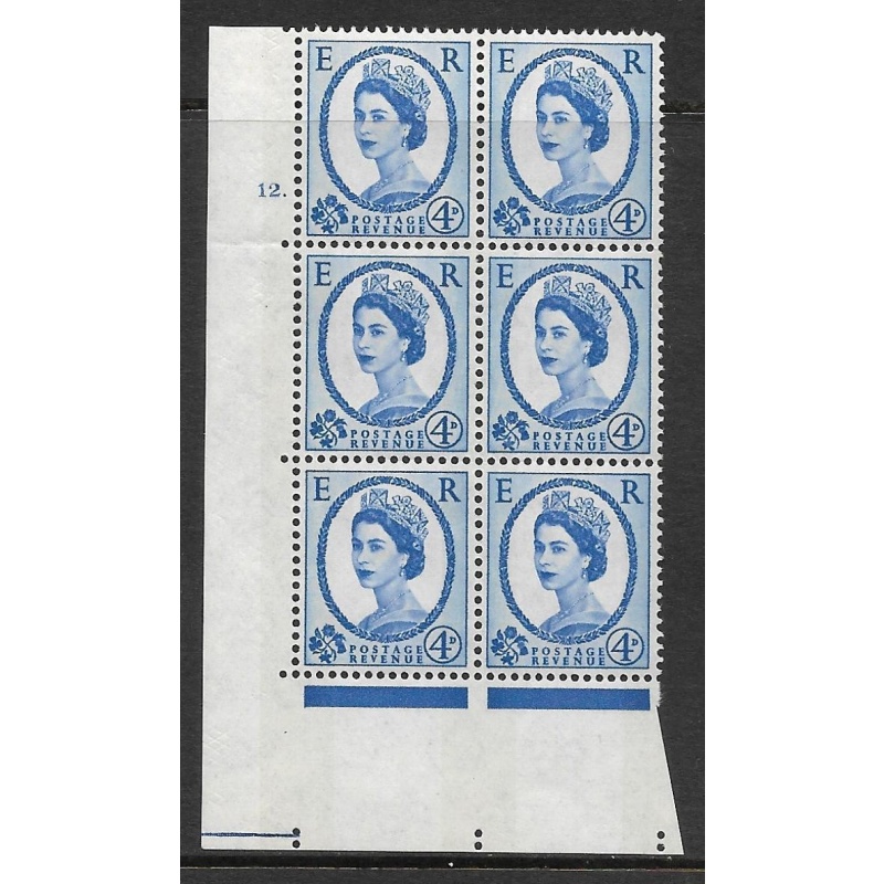 4d Wilding Blue Phosphor on White cyl 12 Dot perf type A(E I) UNMOUNTED MINT