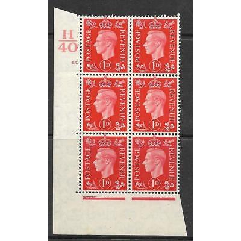 1937 1d Red Dark colours H40 45 Dot perf 5(E I) block 6 UNMOUNTED MINT MNH