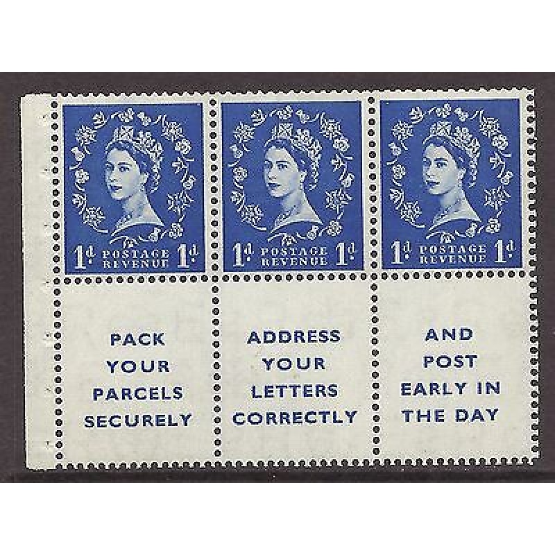 SB29 1d Wilding booklet pane perf type IE - Top UNMOUNTED MNT MNH