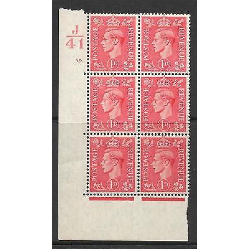 1d Pale scarlet J41 69 Dot cylinder block UNMOUNTED MINT