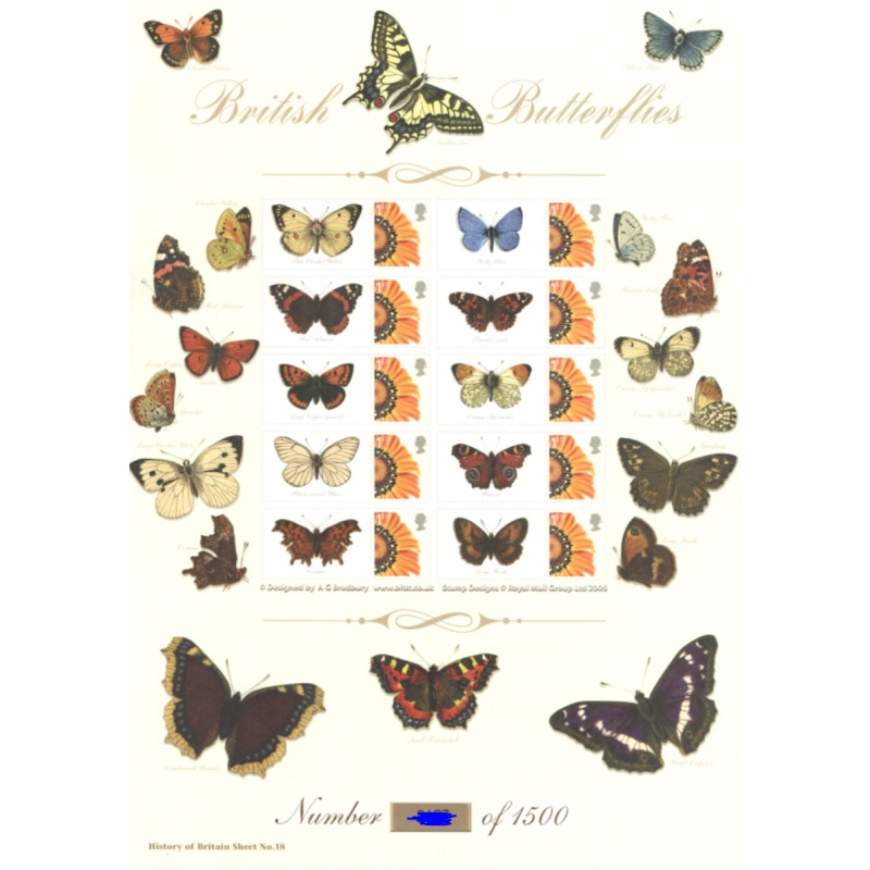 BC-138 History of Britain 18 2008 British butterflies no.496 sheet U M