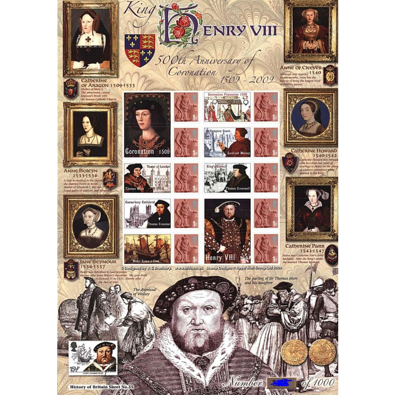 BC-204 History of Britain 33 2009 Henry VIII No. 213 sheet U M