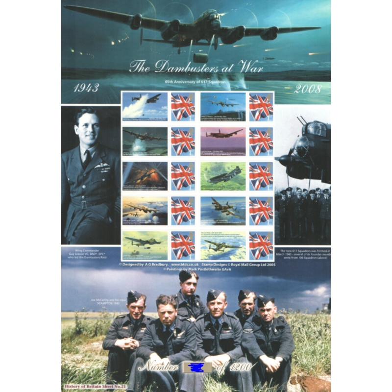 BC-165 History of Britain 21 2008 Dambusters no.162 sheet U/M