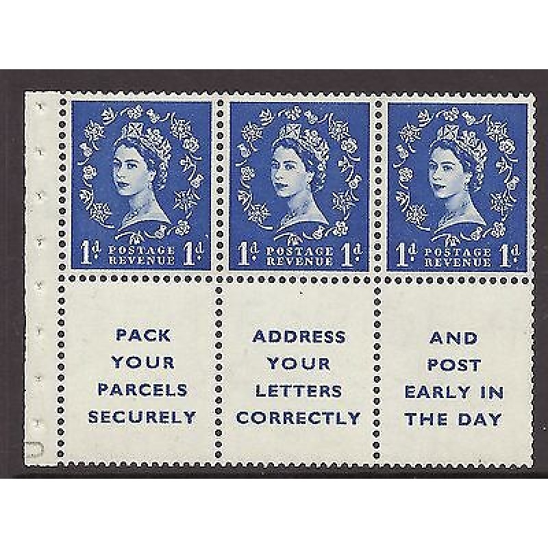 SB29c Wilding Edward Crown Wmk booklet pane with variety UNMOUNTED MINT MNH