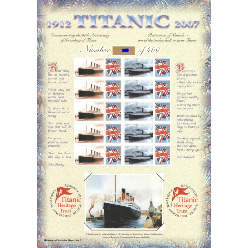 BC-105 History of Britain 7 2007 Titanic no.109 sheet U M