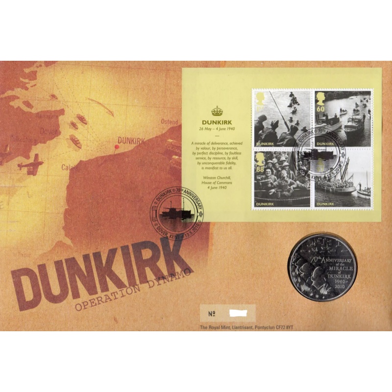 2010 Dunkirk Dynamo Anniversary Medal Coin Cover no. 888 Royal Mint