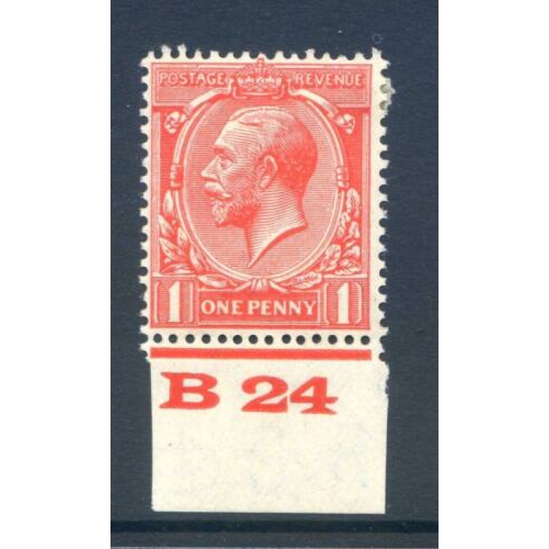 KGV 1d Scarlet B24 (I) Control Single Mounted Mint