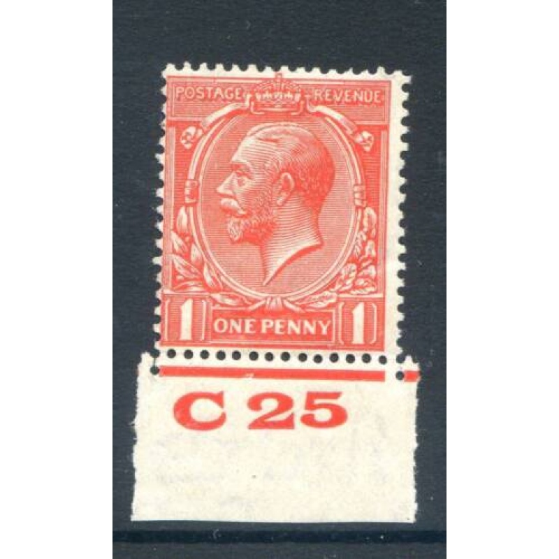 KGV 1d Scarlet C25 (I) Control Single Unmounted Mint