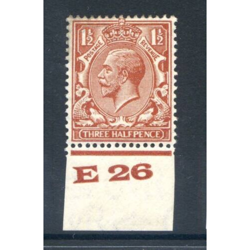 KGV 1 1 2d Red Brown E26 (I) Control Single mounted Mint