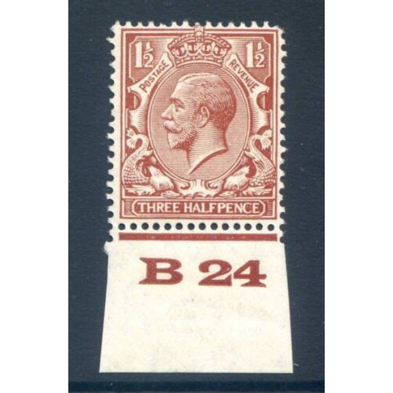 KGV 1 1 2d Red Brown B24 (I) Control Single mounted Mint