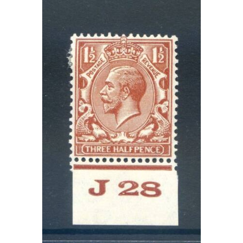 KGV 1 1 2d Red Brown J28 (I) Control Single mounted Mint