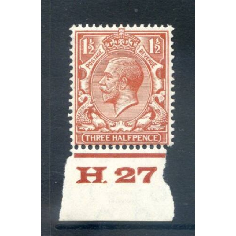 KGV 1 1 2d Red Brown H27 (I) Control Single mounted Mint