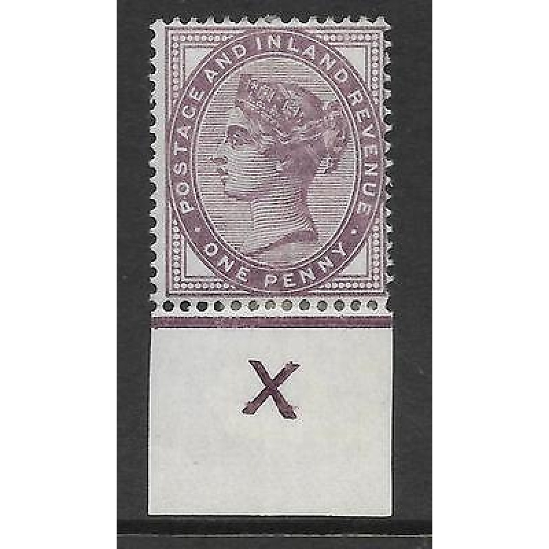 Sg 172 1d lilac control X imperf Single MOUNTED MINT