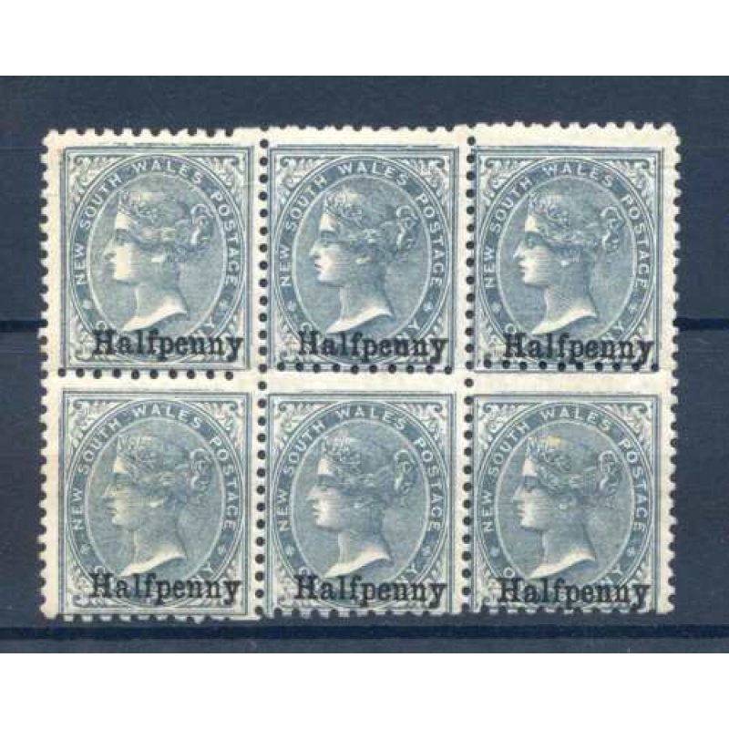 New South Wales 1 2d on 1d Grey SG266 mounted Mint Block 6