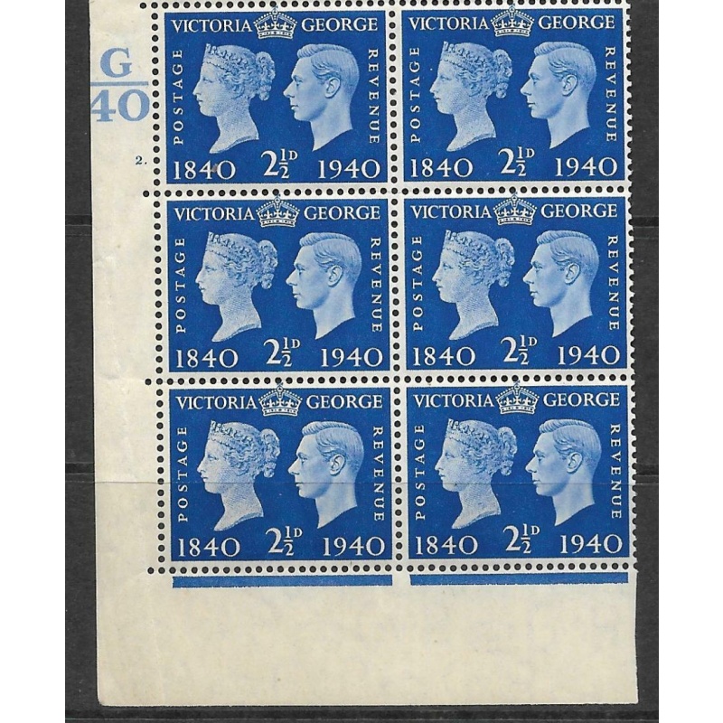 Sg 483 1940 2d Centenary Cylinder G40 2 Dot UNMOUNTED MINT MNH