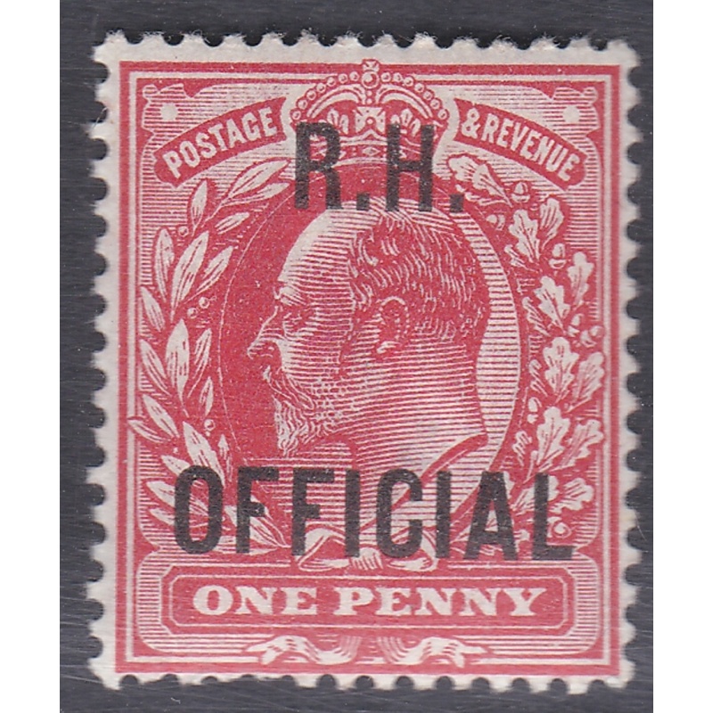 Sg O92 1d Red Edward VII R.H OFFICIAL overprint very very lightly mounted mint