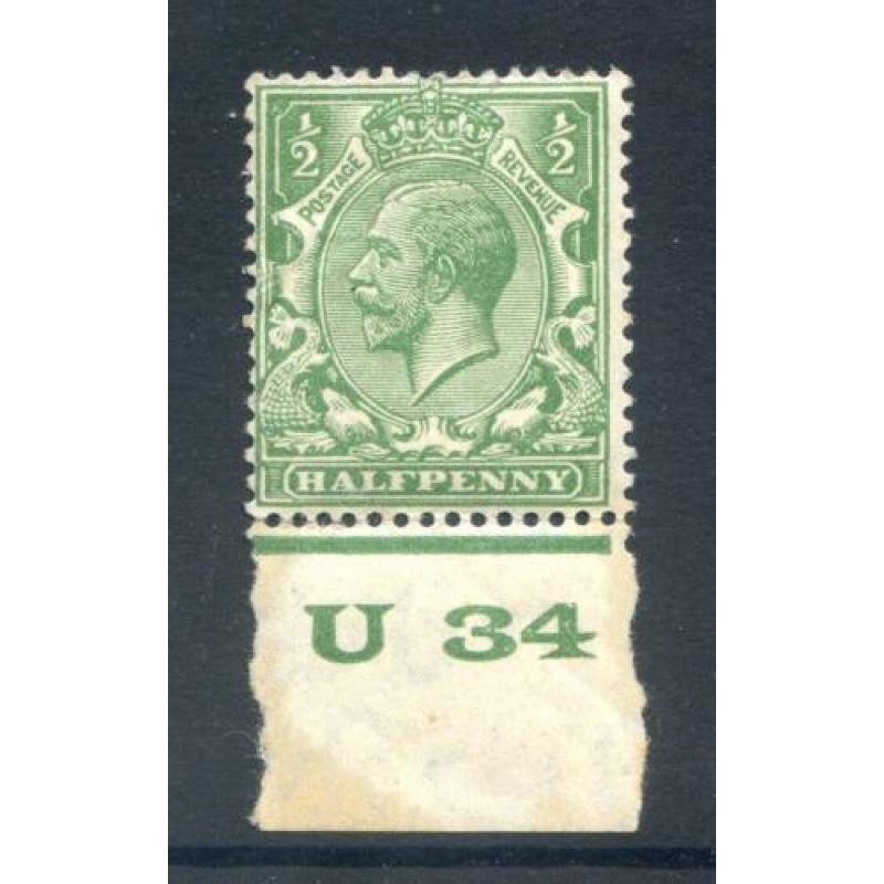 KGV 1 2d Green U34(I) Control Single Unmounted Mint