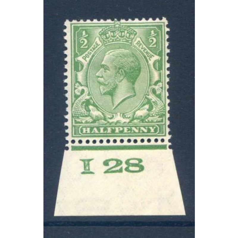 KGV 1 2d Green I28(I) Control Single mounted Mint