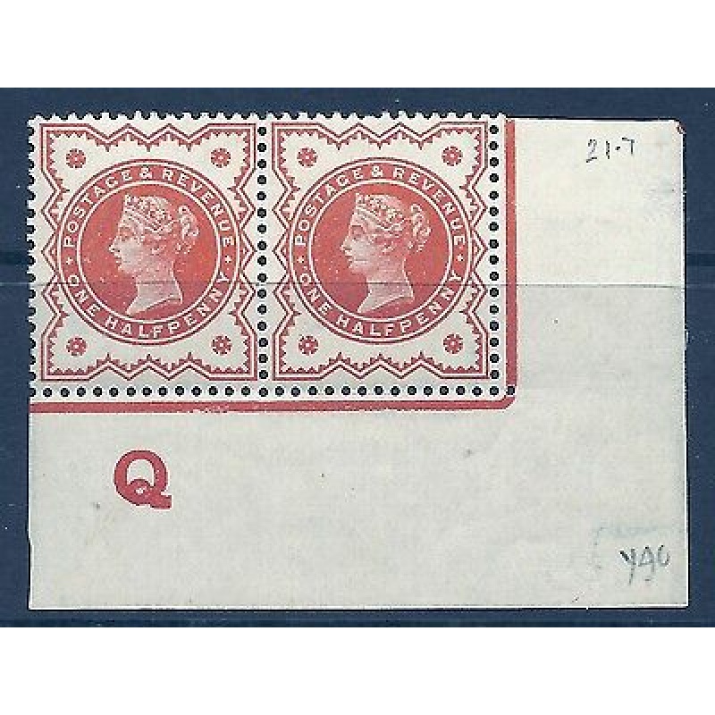 d Vermilion Control Q imperf pair UNMOUNTED MINT