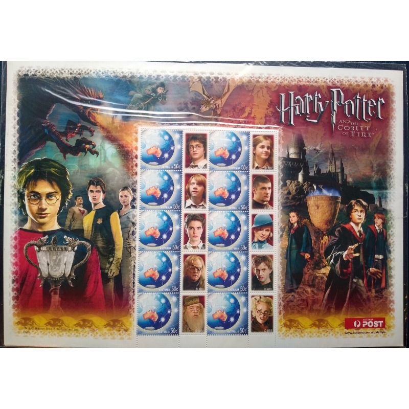 harry potter australia post 2003 goblet of fire stamp sheet unmounted mint