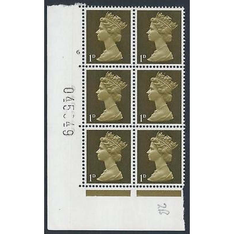 Pre-decimal Machin 1d PVA Cylinder 6 Perf A No Dot - MNH