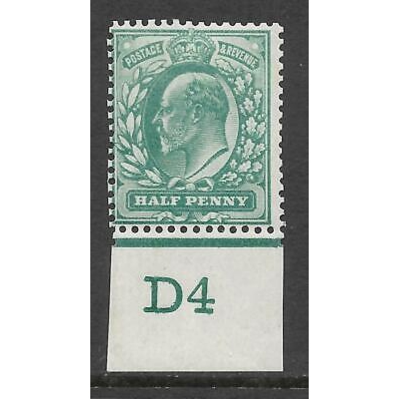 Sg 216 d Blue-Green Control D4 imperf (single perf ext) De La Rue MOUNTED MINT