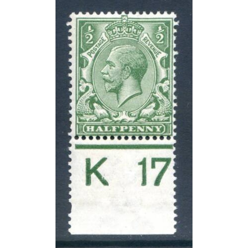 KGV 1 2d Green K17(P) Control Single mounted Mint