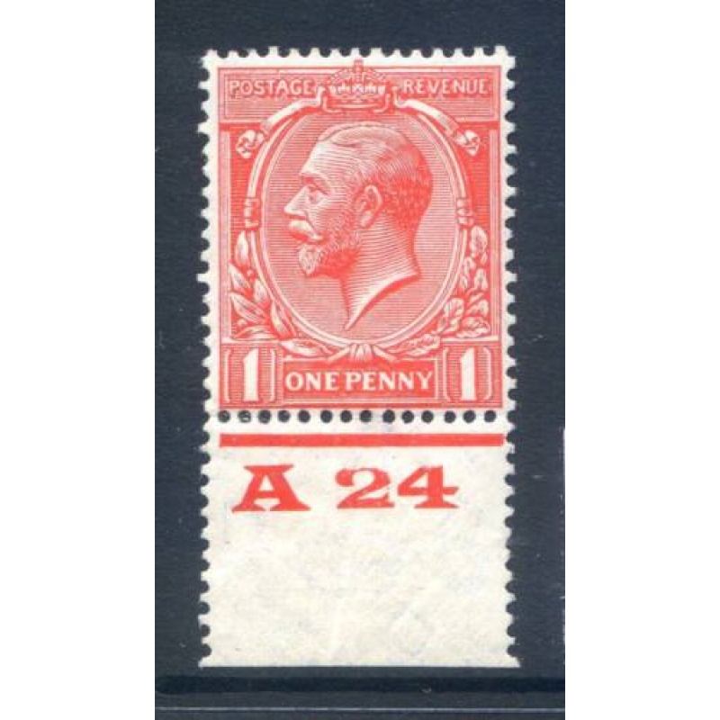 KGV 1d Scarlet A24 (P) Control Single Mounted Mint