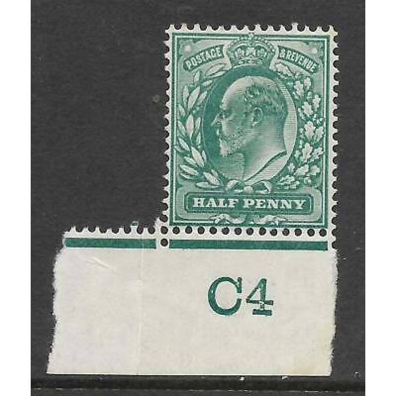 Sg 216 d Blue-Green Control C4 imperf (single perf ext) De La Rue MOUNTED MINT