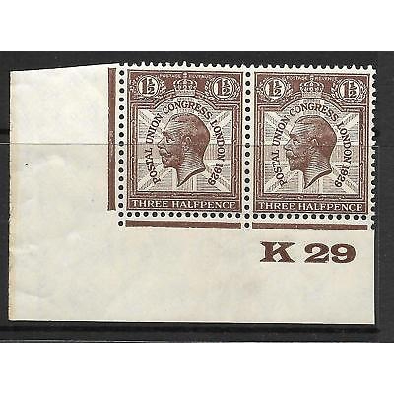 1929 1d PUC Control K 29 pair UNMOUNTED MINT - No hinge