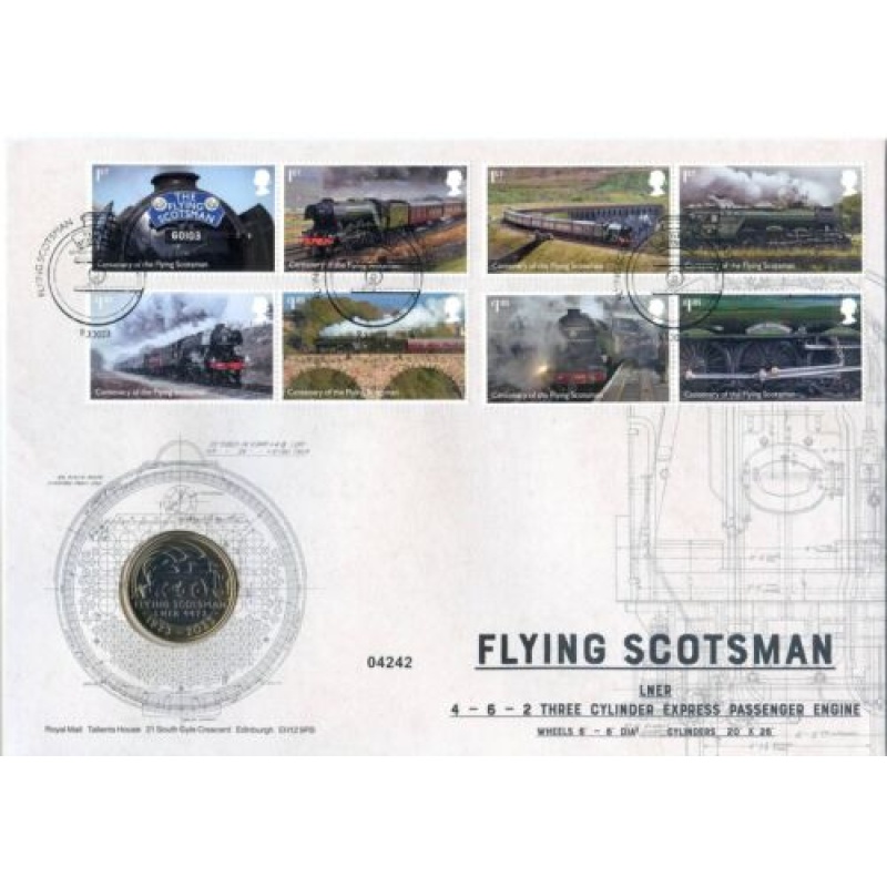 GB 2023 Flying Scotsman 2 Brilliant Uncirculated Coin Cover