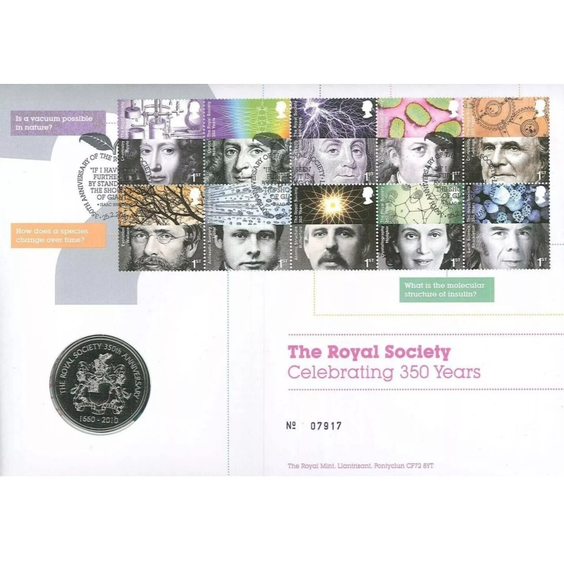 2010 Royal Society Coin Cover 350 years no. 5712 Royal Mint