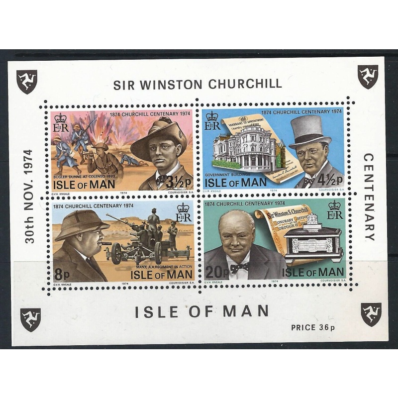 Isle of Man - Sg MS58 - Centenary of Sir Winston Churchill 1974 MNH