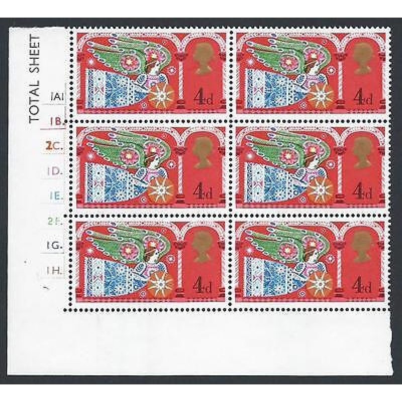 1969 Christmas 4d 3.5mm Bands Cylinder 1A...2F...Dot - MNH