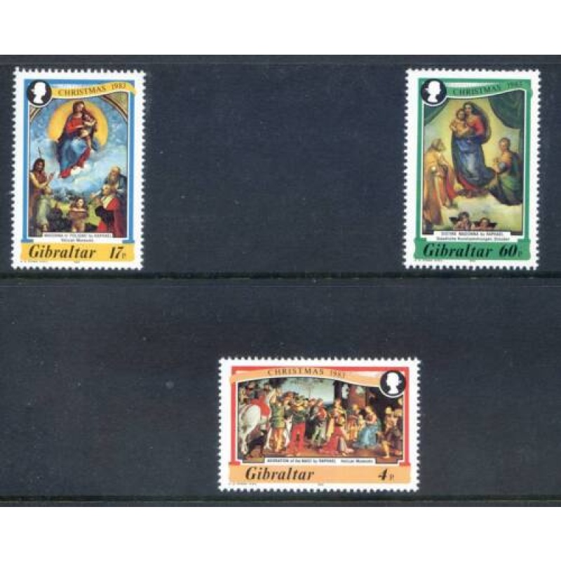 1983 Gibraltar Christmas Set SG501 503 Unmounted Mint