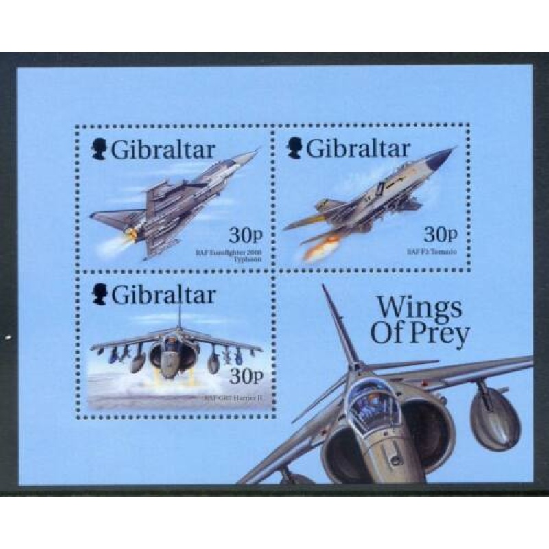 1999 Gibraltar Wings Of Prey Mini Sheets SGMS889 Unmounted Mint