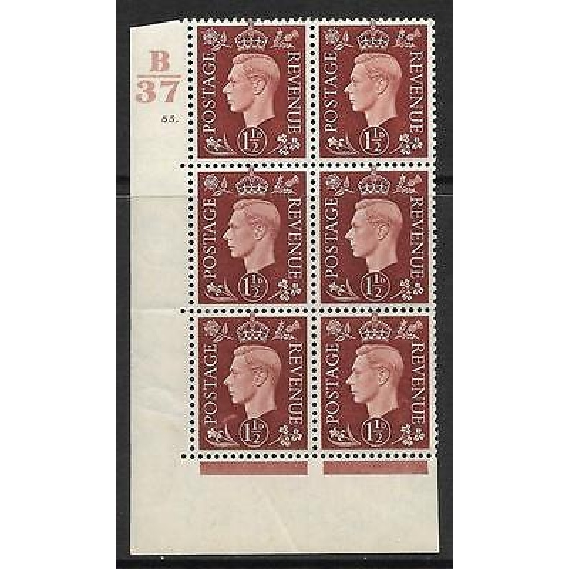 1937 1d Brown Dark colours B37 55 Dot perf 5(E I) block 6 UNMOUNTED MINT