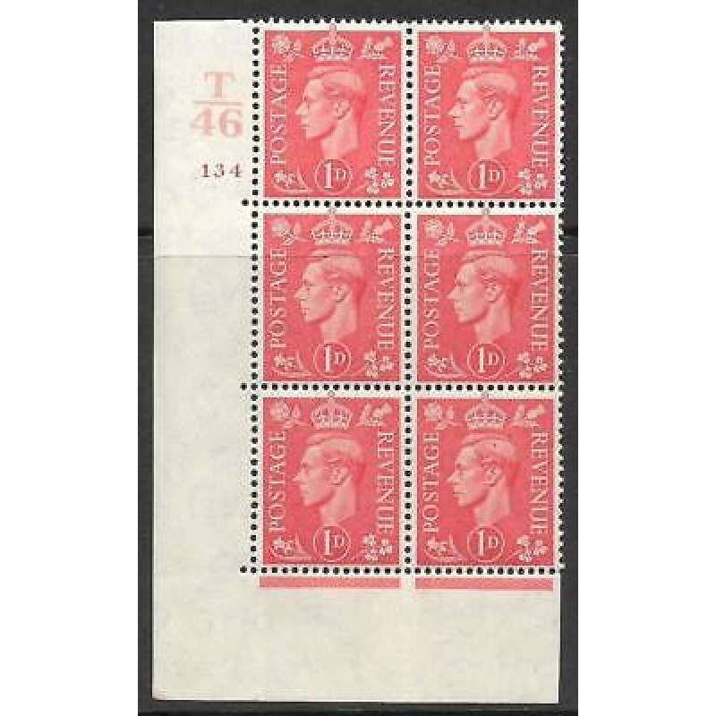 1d Pale scarlet T46 134 No Dot cylinder block UNMOUNTED MINT