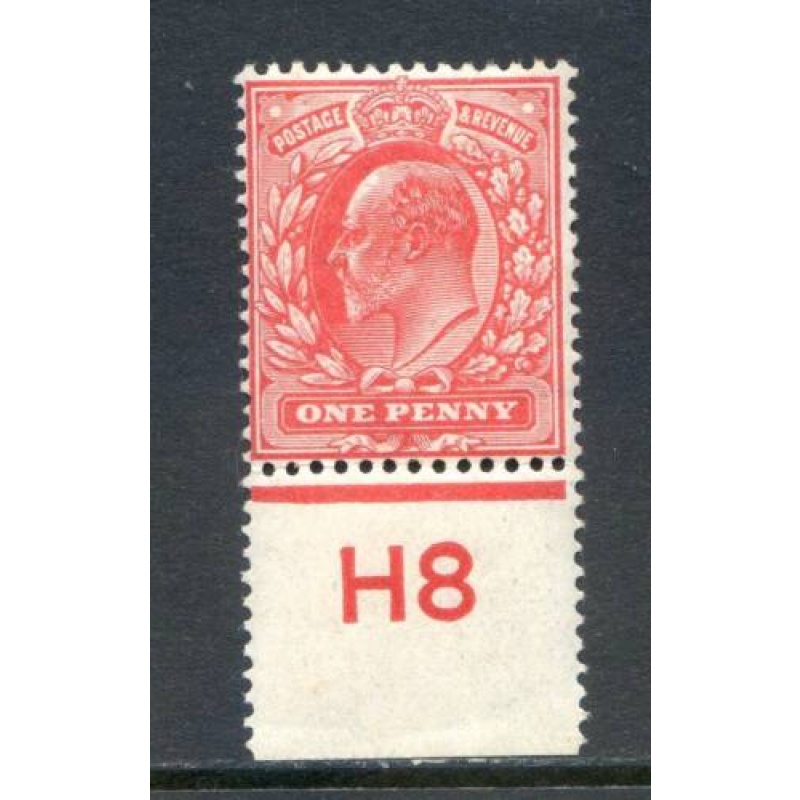 KEV11 1d Scarlet H8 (P) control Single mounted Mint