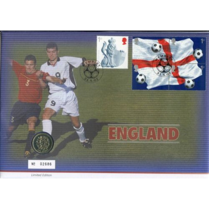 GB  ENGLAND FOOTBALL WEMBLEY 1 COIN COVER ROYAL MAIL ROYAL MINT UNC