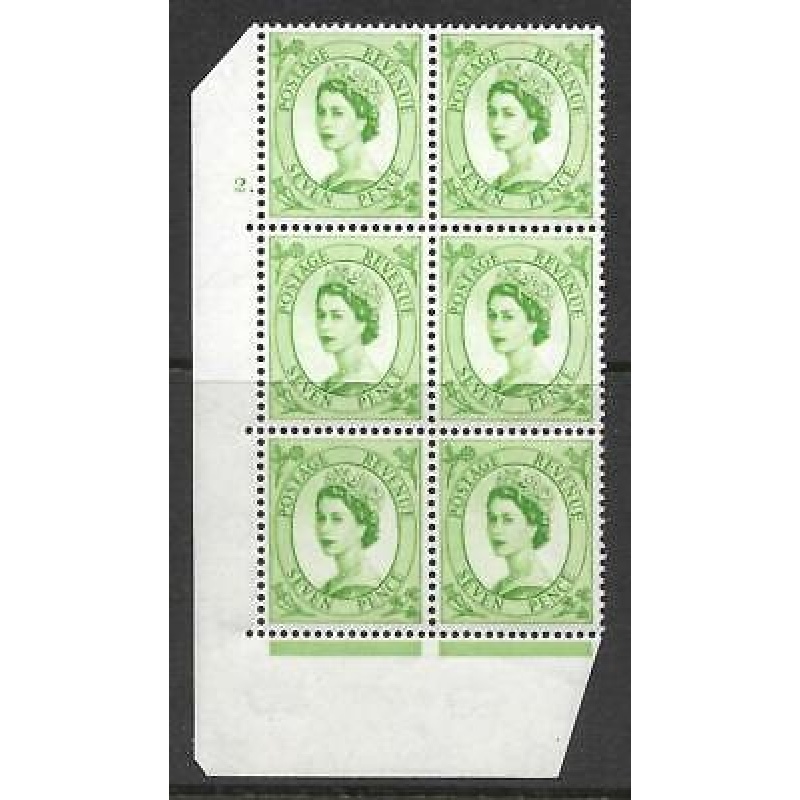 7d Wilding Multi Crown on White Cyl 2 Dot perf A(E I) UNMOUNTED MINT