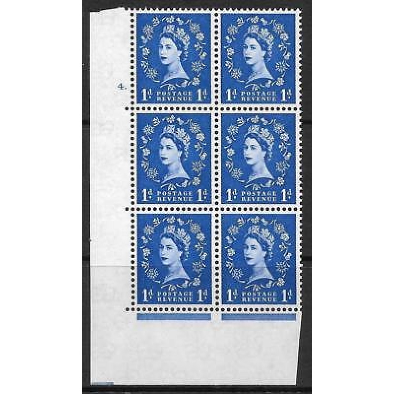 1d Wilding Multi Crown on White Cyl 4 Dot perf A(E I) UNMOUNTED MINT MNH